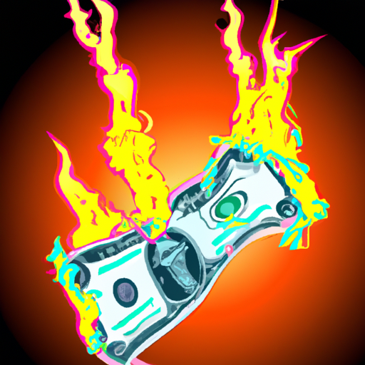 illustration of a dollar bill being burned in a fire