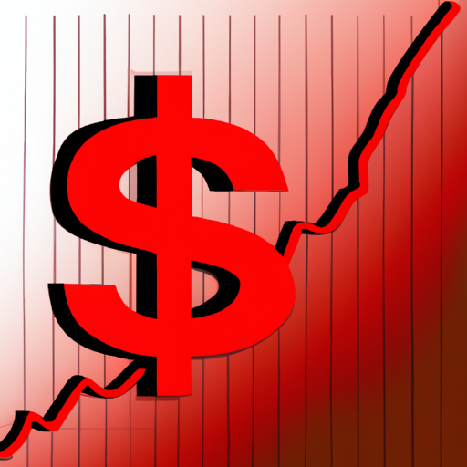 an illustration of a red dollar sign with a line graph behind it