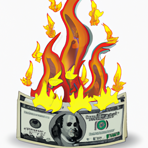 an illustration of a fire fueled by dollar bills