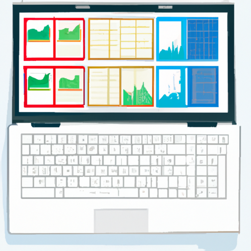 an illustration of a laptop computer with a spreadsheet open