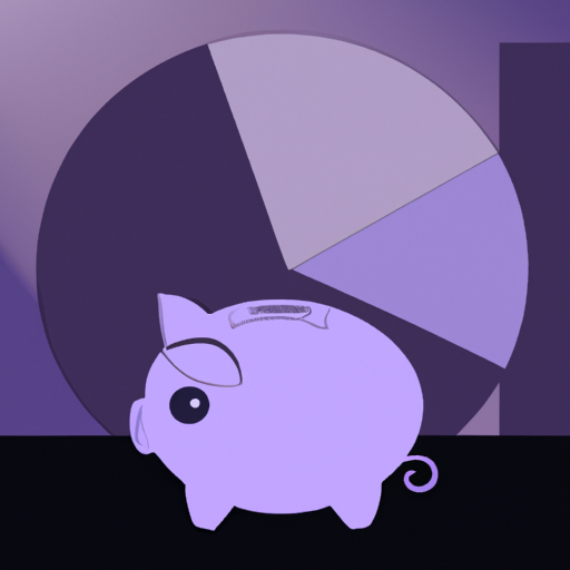 an illustration of a purple piggy bank with a pie chart behind it