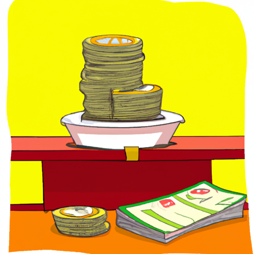 an illustration of a stack of coins and bills on a desk