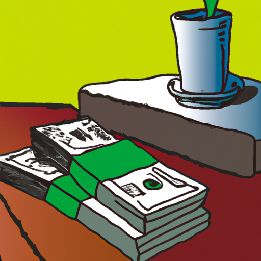 an illustration of a stack of money on a coffee table