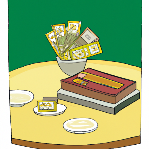 an illustration of a stack of money on a coffee table