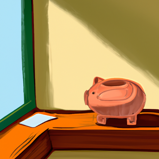 A sundrenched illustration of a piggy bank sitting on a windowsill
