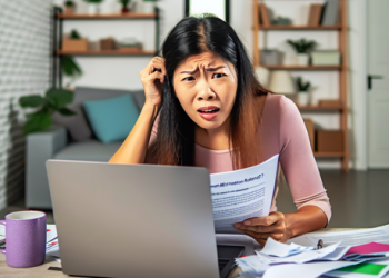 A confused consumer reading about credit myths online