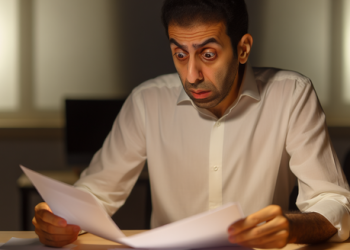A person looking worried while going through financial papers