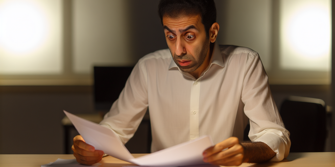 A person looking worried while going through financial papers