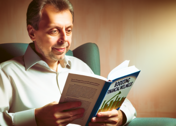 A person reading a book on improving the financial health