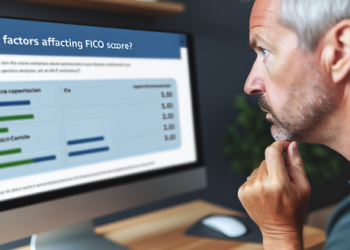 Image of person reviewing on computer screen the factors affecting their FICO score