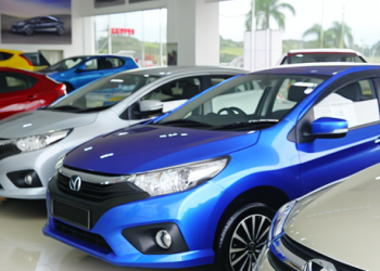 A car dealership showcasing various models of vehicles