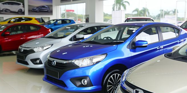 A car dealership showcasing various models of vehicles