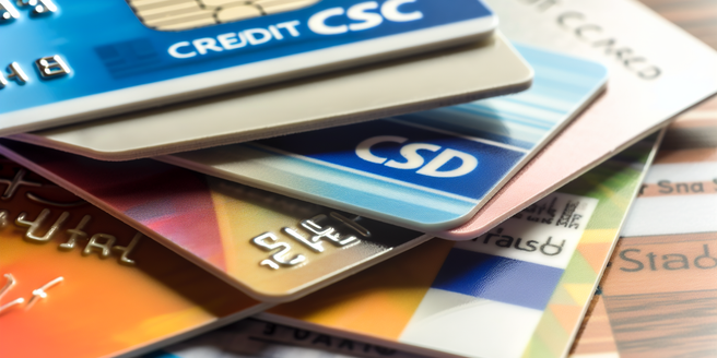 A close shot of a stack of credit cards from different financial institutions