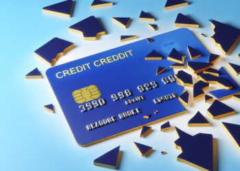 A disrupted credit card symbolizing credit damage