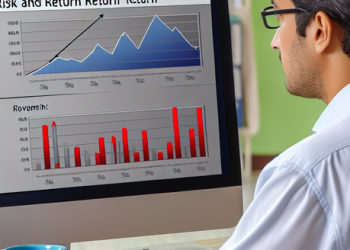 A man analysing the risk and return ratios of different investment options on his computer