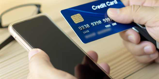 A person responsibly making a credit card payment on their smartphone