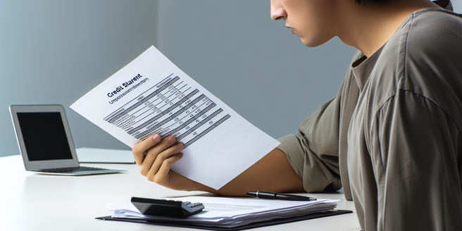 A person sitting at a neat desk, reviewing their credit card statements