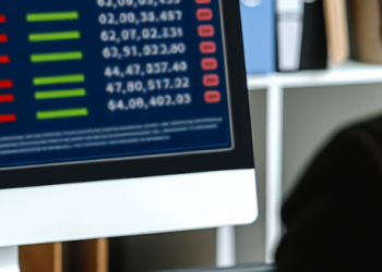 A person sitting in front of computer screen displaying a credit report