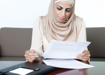 A person studying the terms and conditions of a bank loan document