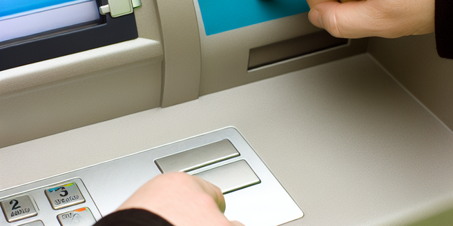 A person using an ATM machine to check balance after a credit transaction