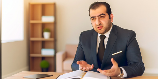 A picture of a professional individual discussing loan options, without visual aids or props