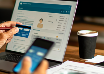 A shot of an individual reviewing their finances online