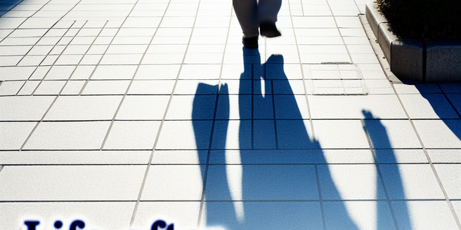 A walking pedestrians shadow on the sidewalk, metaphorically representing life after bankruptcy