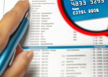 An image of a person scrutinizing a credit card statement, highlighting how to spot unfamiliar transactions