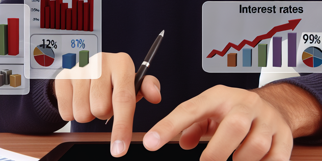 An individual comparing interest rates of various banks on a tablet