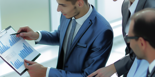 Financial advisors analyzing a businesss financial data in a corporate setting