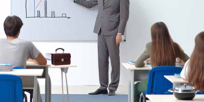 A classroom setup where a professor is explaining the concept of interest rates.