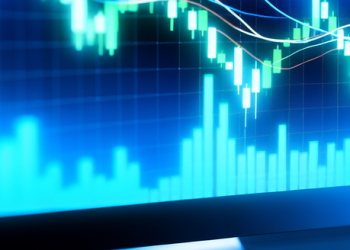 A closeup of a stock market graph on a computer screen