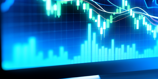 A closeup of a stock market graph on a computer screen