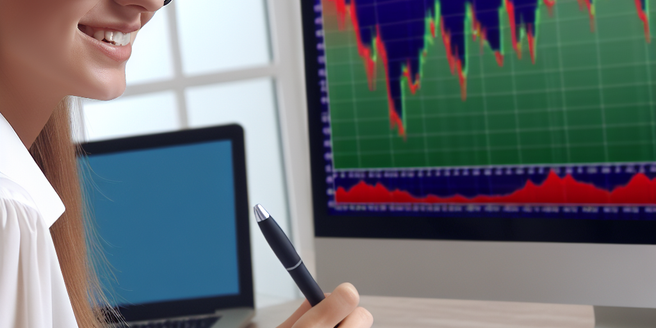 A financial analyst studying charts and graphs on the computer