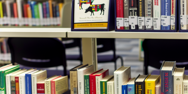 A library display of books focusing on stock market and investment strategies
