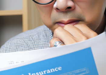 A man cautiously reading a life insurance document
