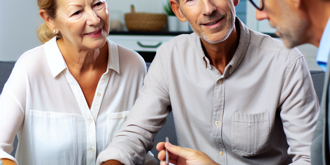 A mature couple planning their future investment goals with a financial advisor
