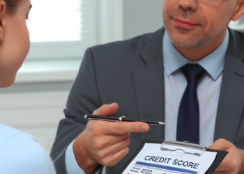 A meeting between a financial advisor explaining the importance of credit scores to a client