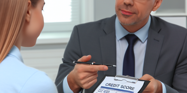 A meeting between a financial advisor explaining the importance of credit scores to a client