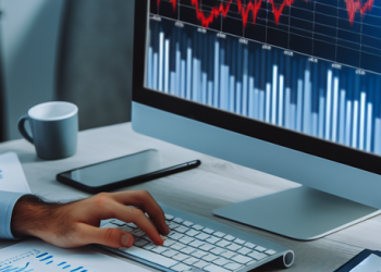 A person analyzing financial data on a computer