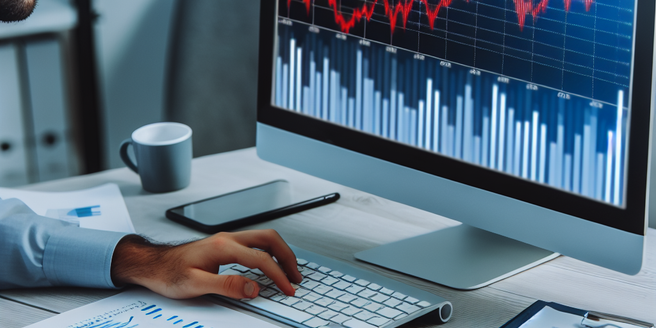 A person analyzing financial data on a computer