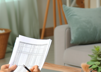 A person going through their financial statement at a comfortable home office