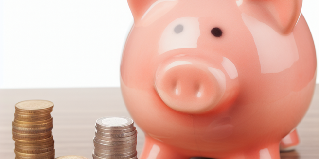 A piggy bank and coins visualizing the concept of regular saving
