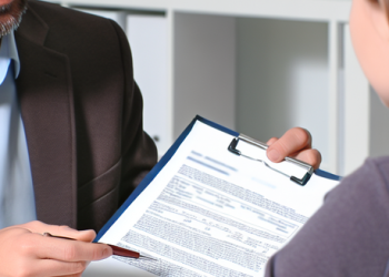 A professional explaining credit report details to a client