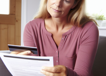 A woman in a private setting, contacting a credit reporting agency