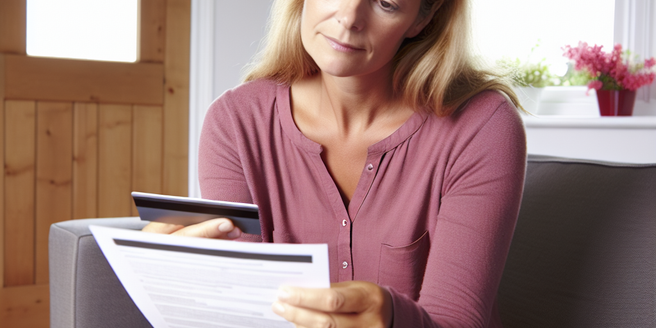 A woman in a private setting, contacting a credit reporting agency