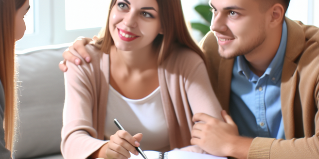 A young couple planning for their retirement with a financial planner