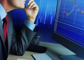 An individual analysing the fluctuation of the stock market on a computer screen