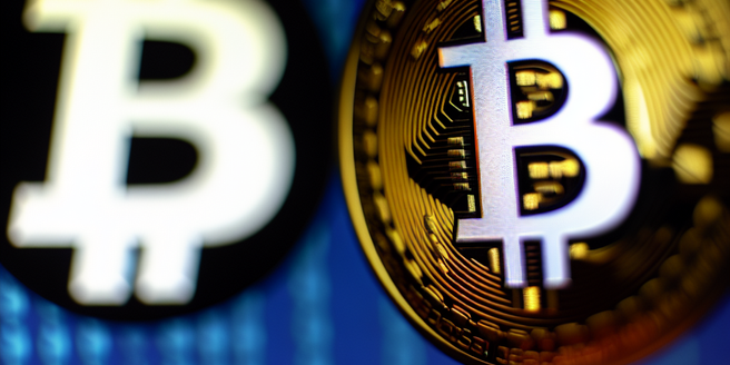 Bitcoin logo prominently displayed on a computer screen