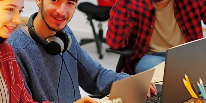 Freelancers working collaboratively in a co-working space